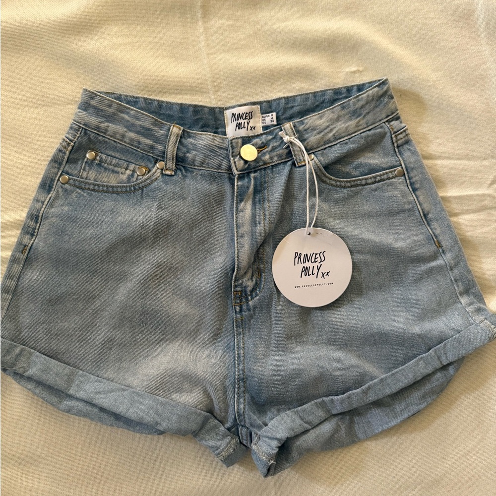 Princess Polly Light Blue Jean Shorts